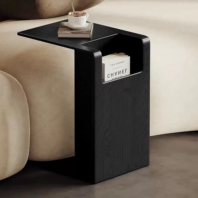 Nordic Bentwood Side Table: C-Shaped Sofa Table with Hidden Storage