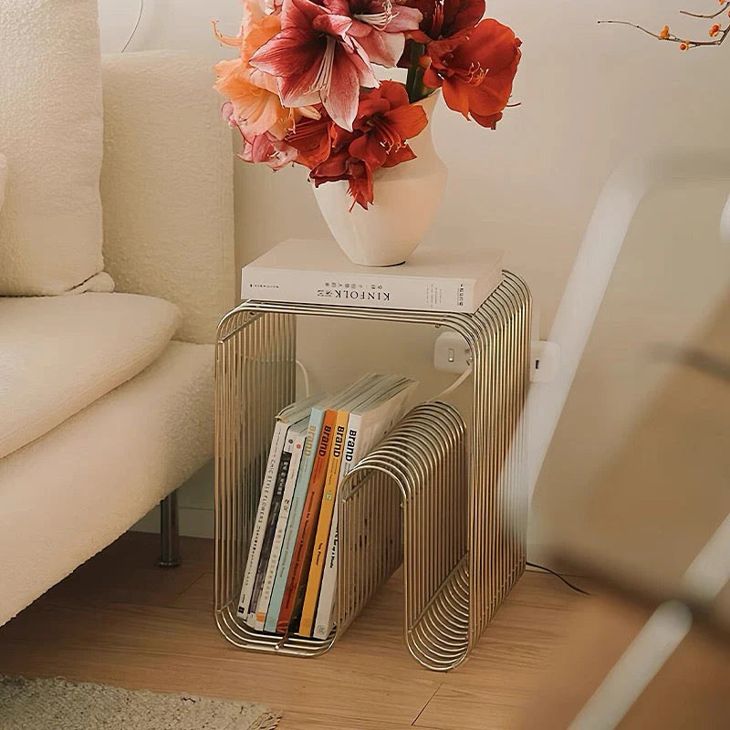 Minimalist Curved Metal Side Table — Functional & Sculptural Design