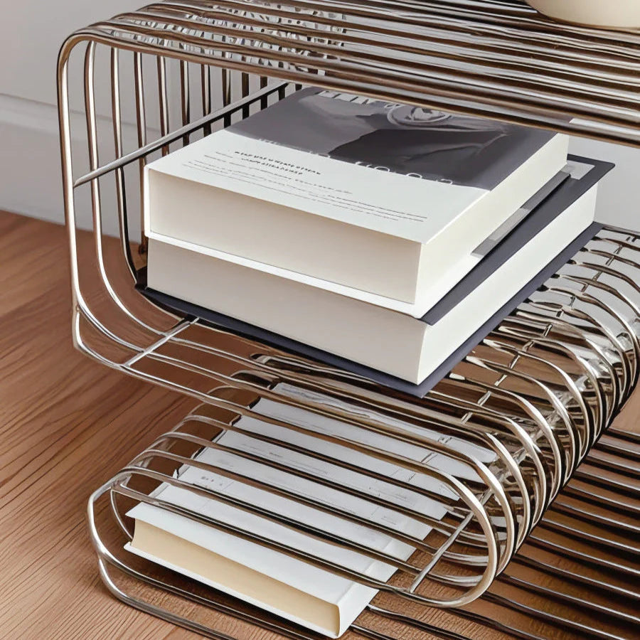 Minimalist Curved Metal Side Table — Functional & Sculptural Design