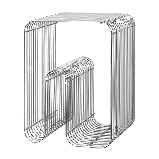 Minimalist Curved Metal Side Table — Functional & Sculptural Design