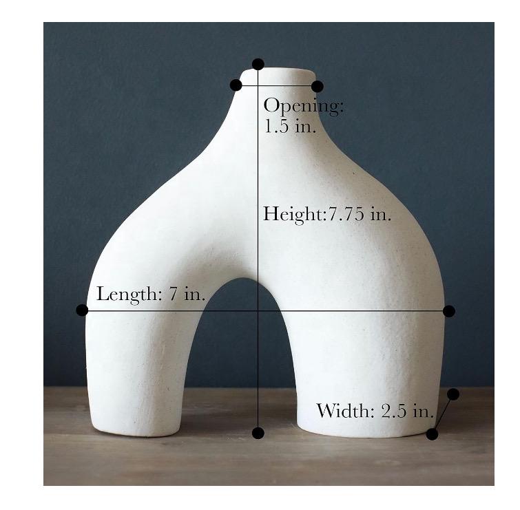 Set of 2 Nordic Minimalist Ceramic Sculptural Vases – Modern White Donut & Arch Design.