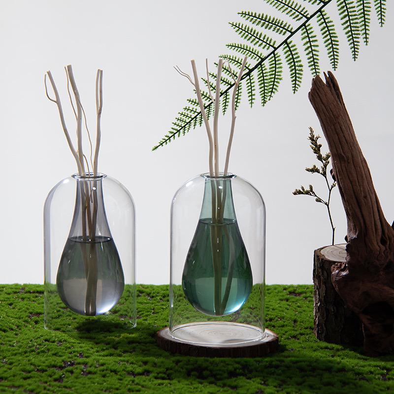 Minimalist Glass Aroma Diffuser Vase – Water Drop Crystal Design, Flameless Fragrance Holder, Modern Home Decoration