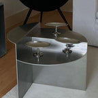 Minimalist Stainless Steel Coffee Table – Round Wabi-Sabi Modern Accent Side Table, Designer Sofa End Table, Nordic Style