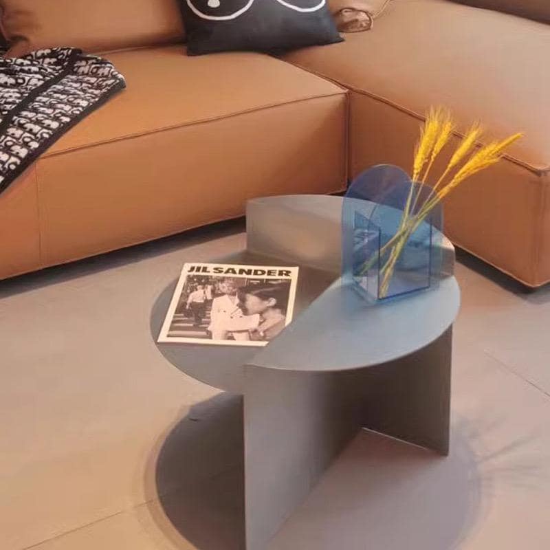 Minimalist Stainless Steel Coffee Table – Round Wabi-Sabi Modern Accent Side Table, Designer Sofa End Table, Nordic Style