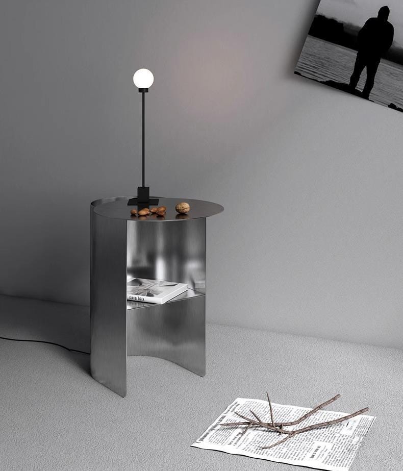 Voyage Modern Stainless Steel Coffee Table – Minimalist Round Accent Table