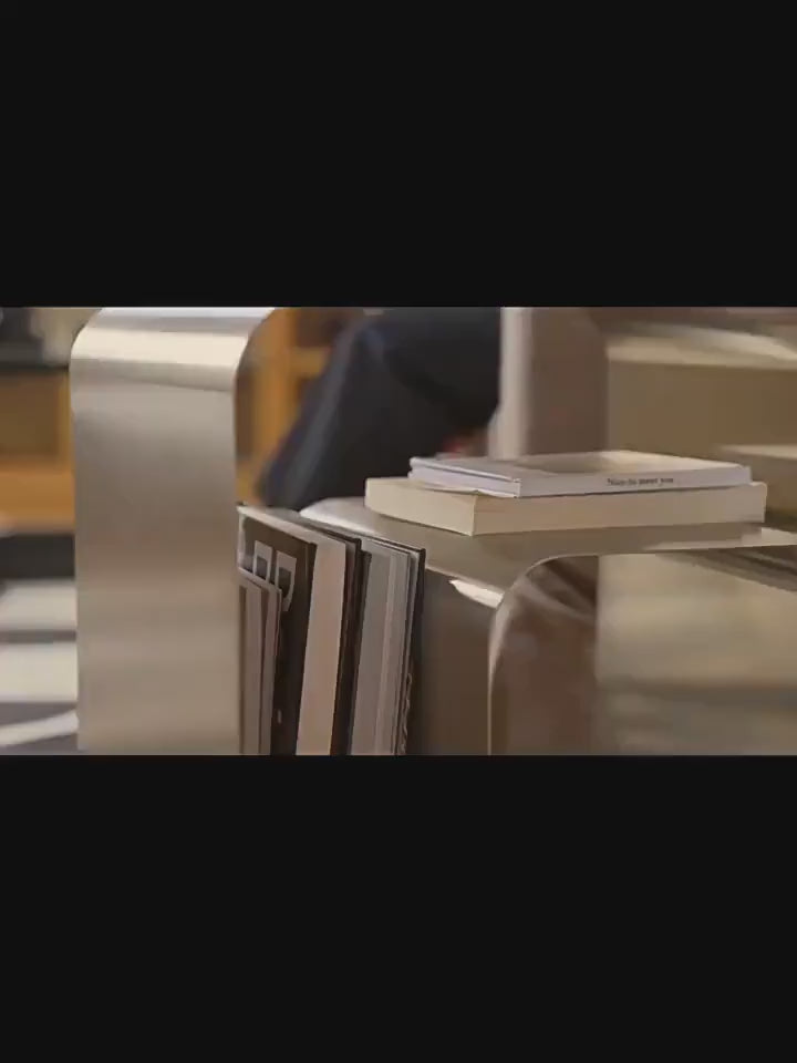 Stainless Steel Side Table – Nordic Minimalist C-Shaped End Table for Bedroom or Living Room